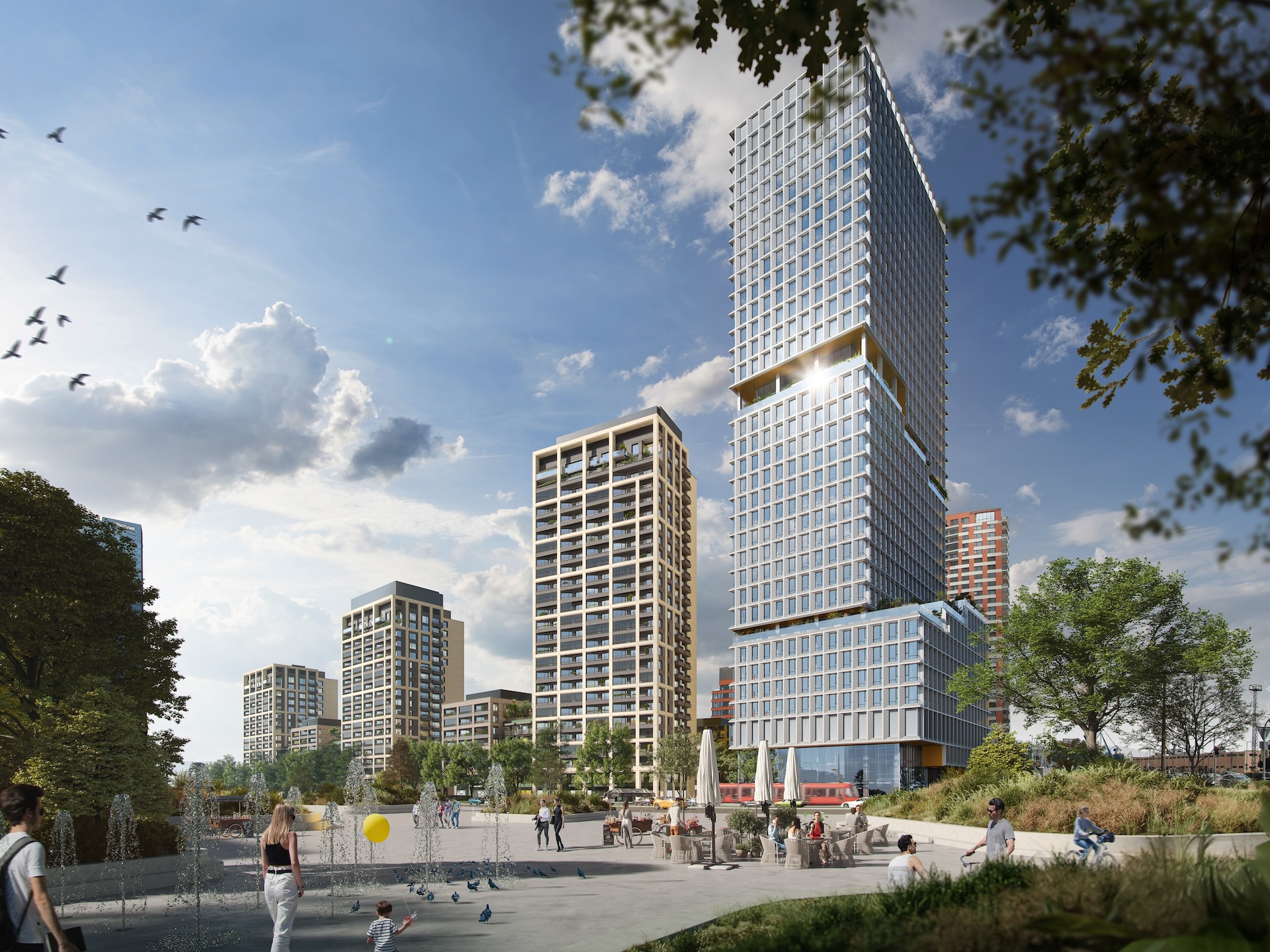Vizualizácia projektu Downtown Yards od developera JTRE v Bratislave
