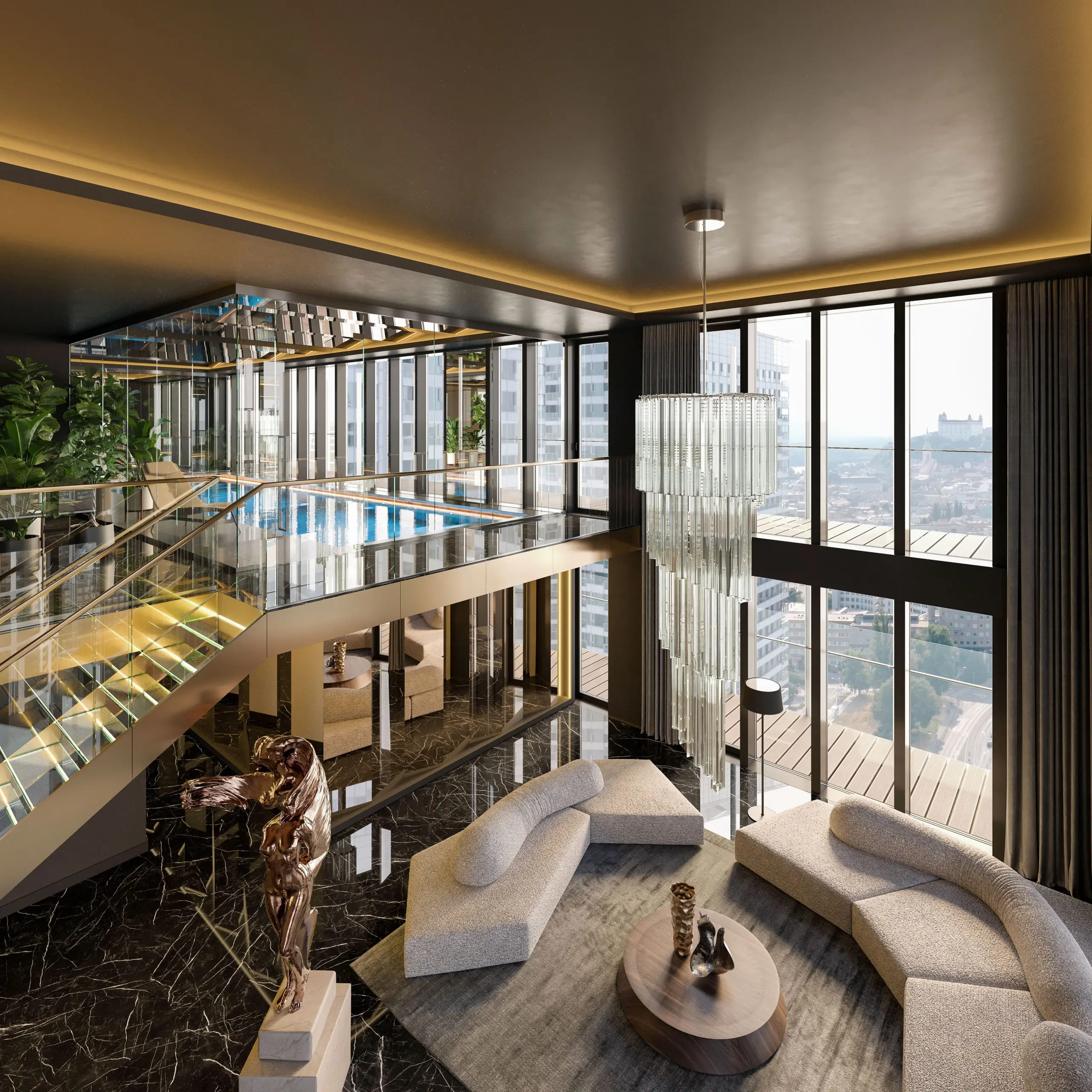 Vizualizácia projektu Ister Tower – jeden z penthousov