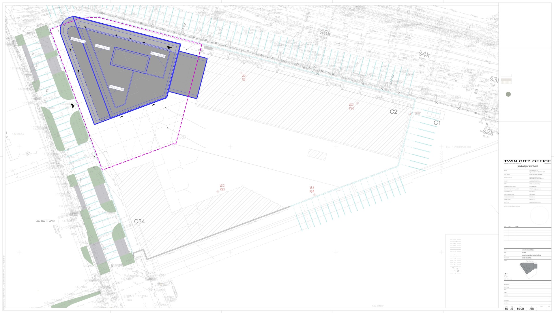 Koordinačná situácia druhej etapy projektu Chalupkova Offices