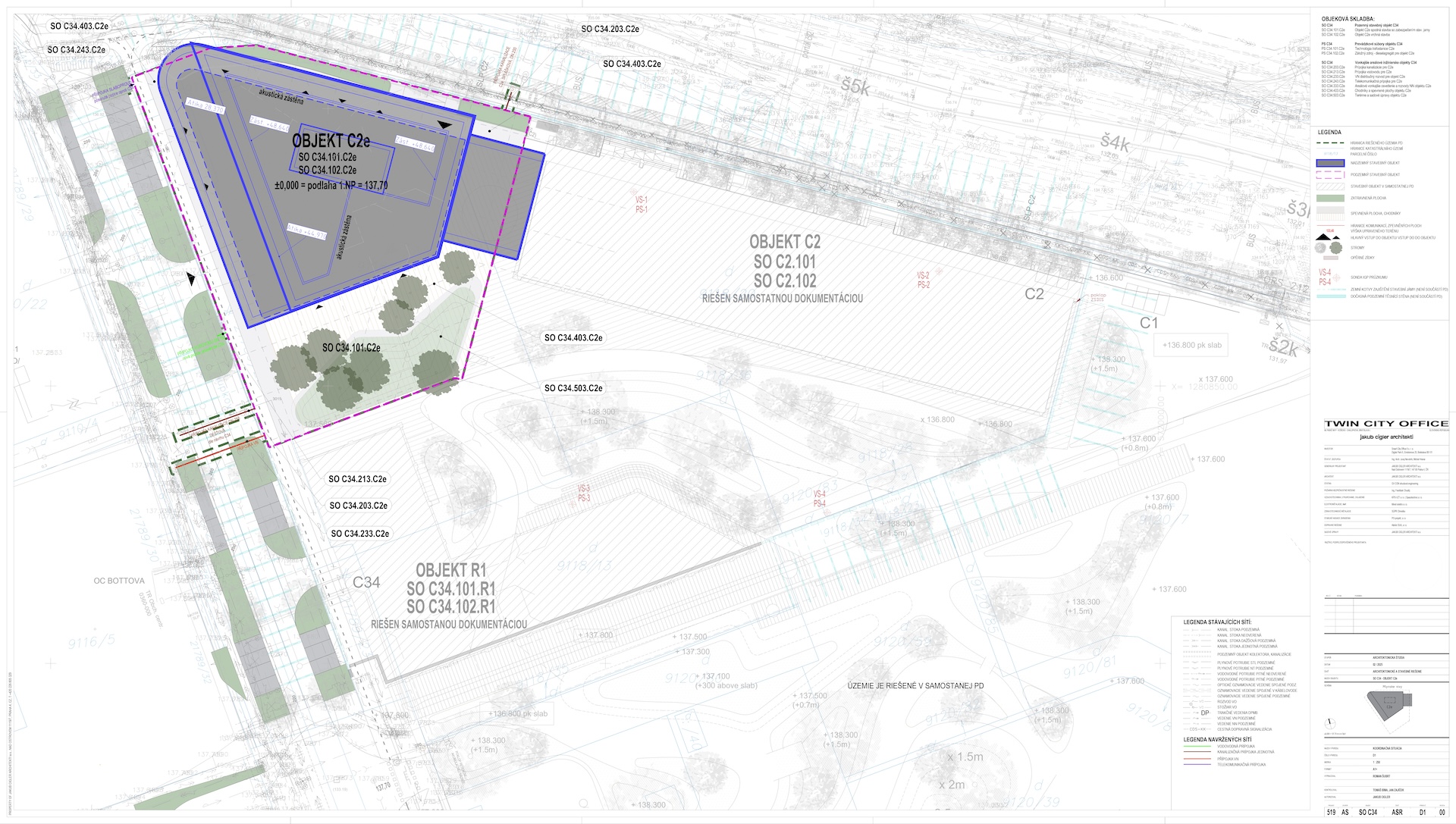 Koordinačná situácia druhej etapy projektu Chalupkova Offices
