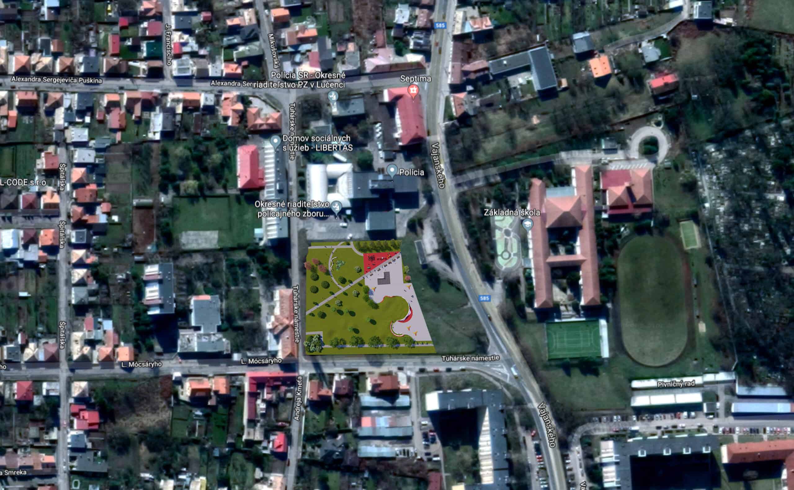 Projekt revitalizácie Tuhárskeho námestia vypracoval Architektonický ateliér Šipkovský. 