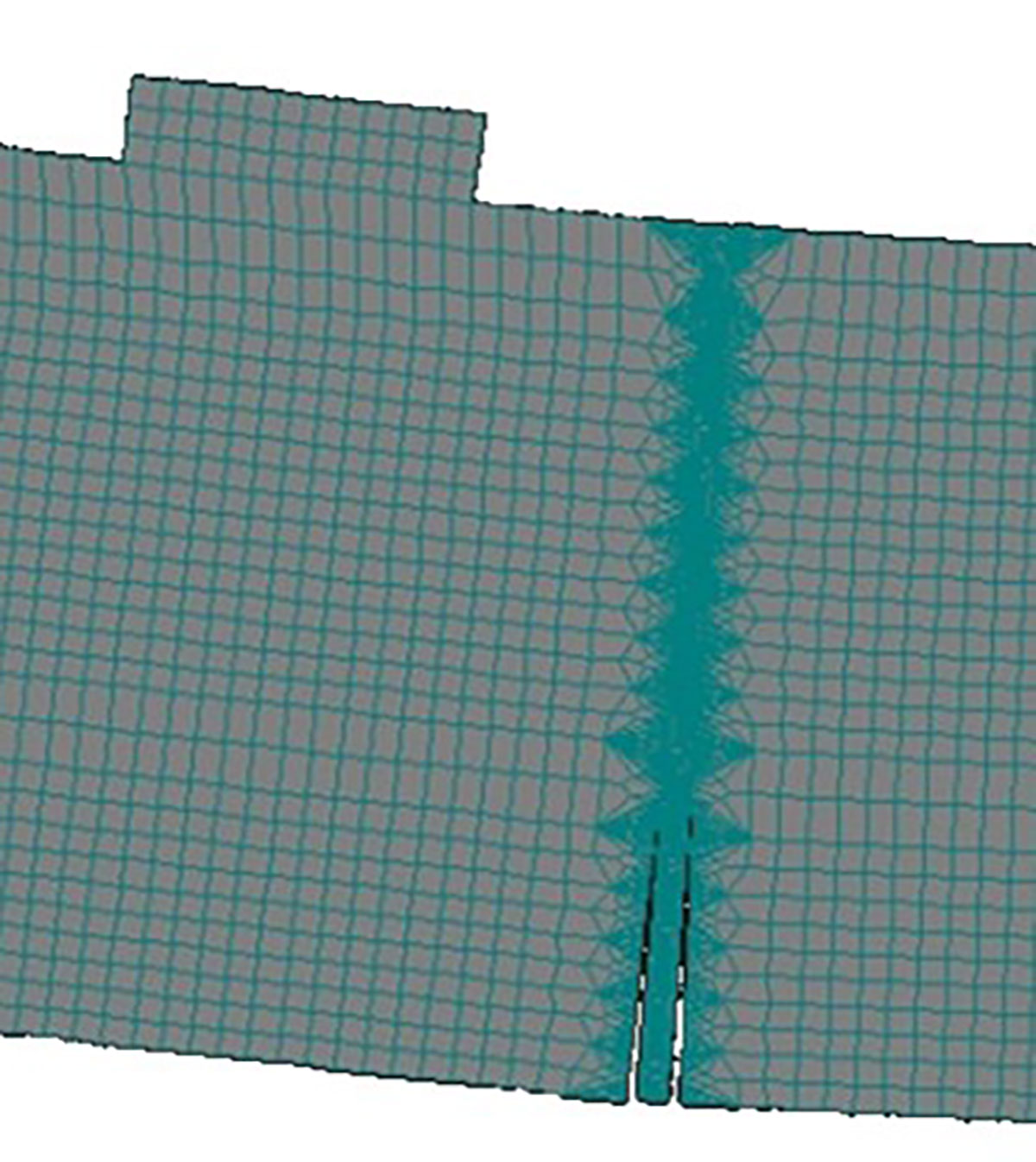 Obr. 4 Otvorenie škáry v nelineárnom numerickom modeli nosníka