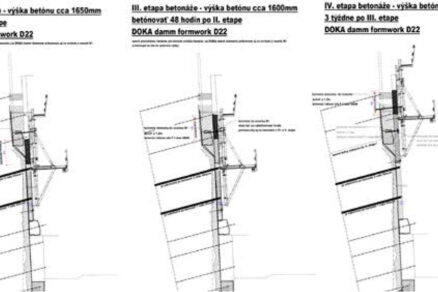 Železobetónové konštrukcie zabezpečujúce svah na stavbe Vydrica v Bratislave