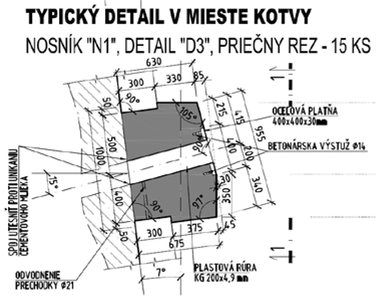 Obr. 13 Nosníky s 10-lanovými (vľavo) a 19-lanovými (vpravo) kotvami v reze 