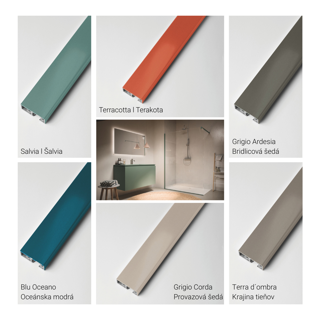 Vzorkovník odtieňov konceptu One Color pre kúpeľne – 6 farebných riešení