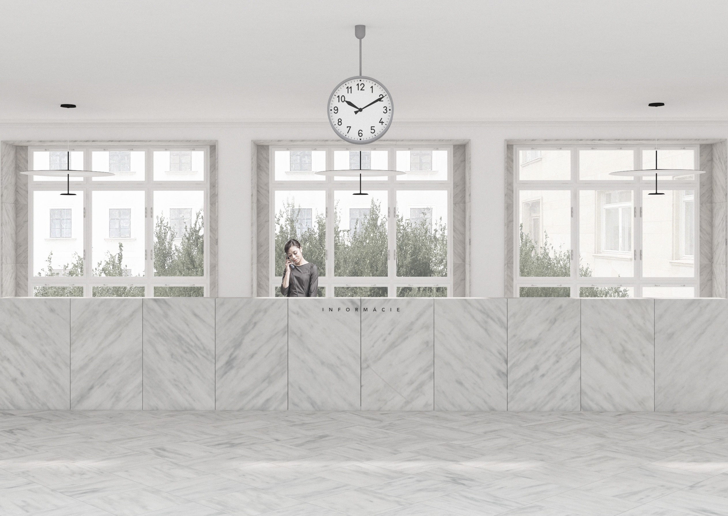 Vizualizácia budúcej podoby Novej radnice podľa architektonického návrhu Martina Skočeka - recepcia