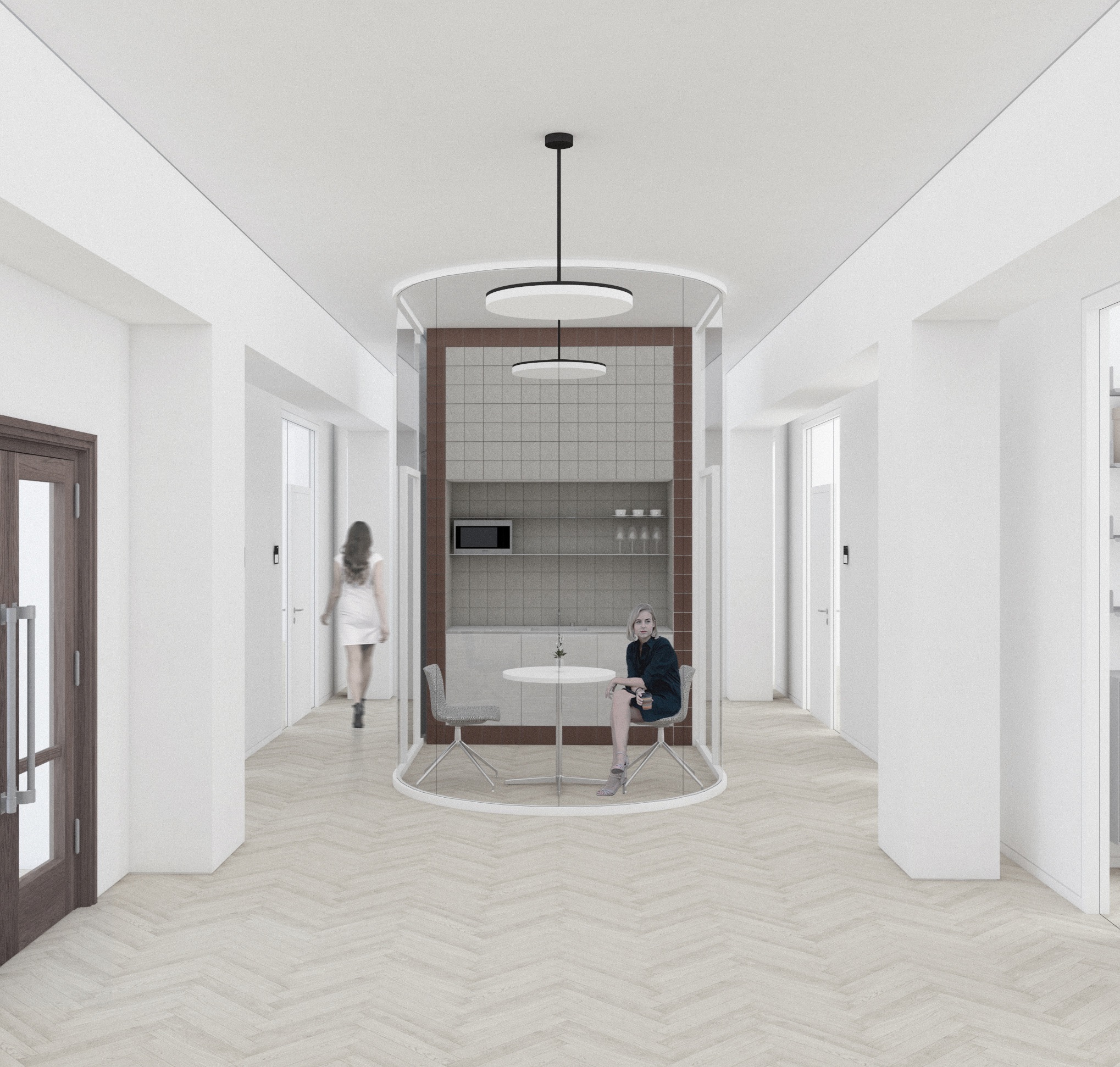 Vizualizácia budúcej podoby Novej radnice podľa architektonického návrhu Martina Skočeka - kuchynka