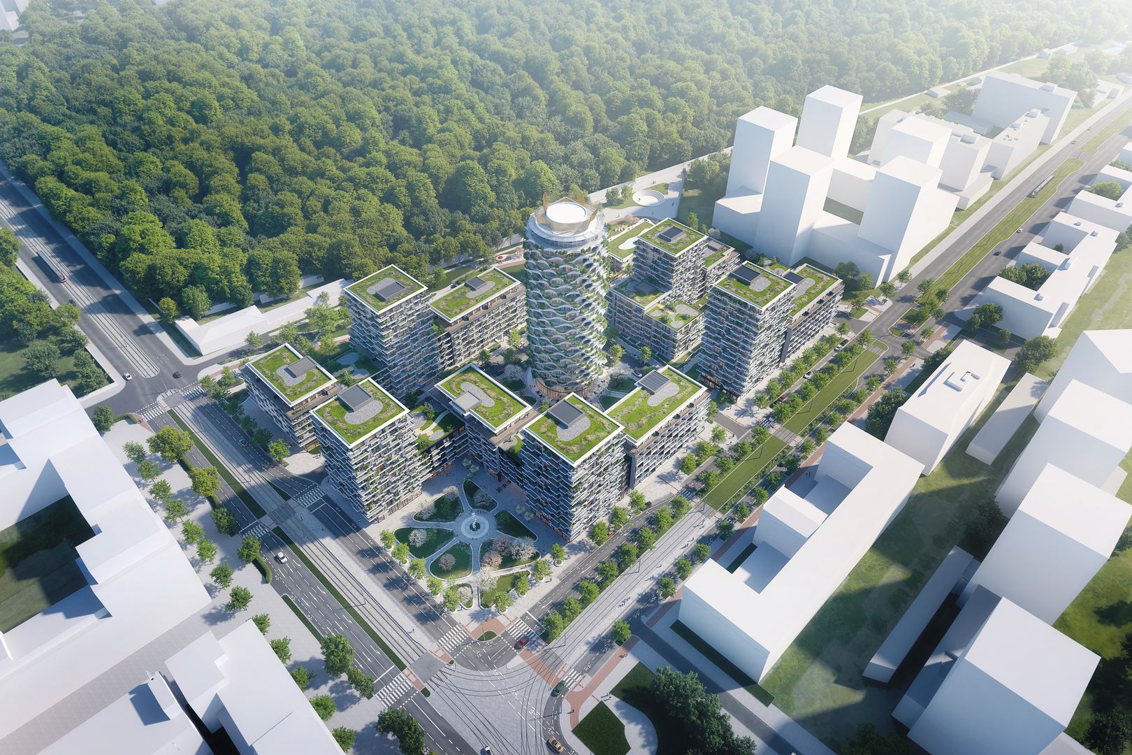 Architektka Eva Jiřičná a developer Central Group odhalili v roku 2019 detaily projektu,
ktorý má vyrásť na pražskej Olšanskej ulici na mieste súčasného areálu firmy Cetin, ktorého dominantou je telekomunikačná veža prezývaná Mordor.