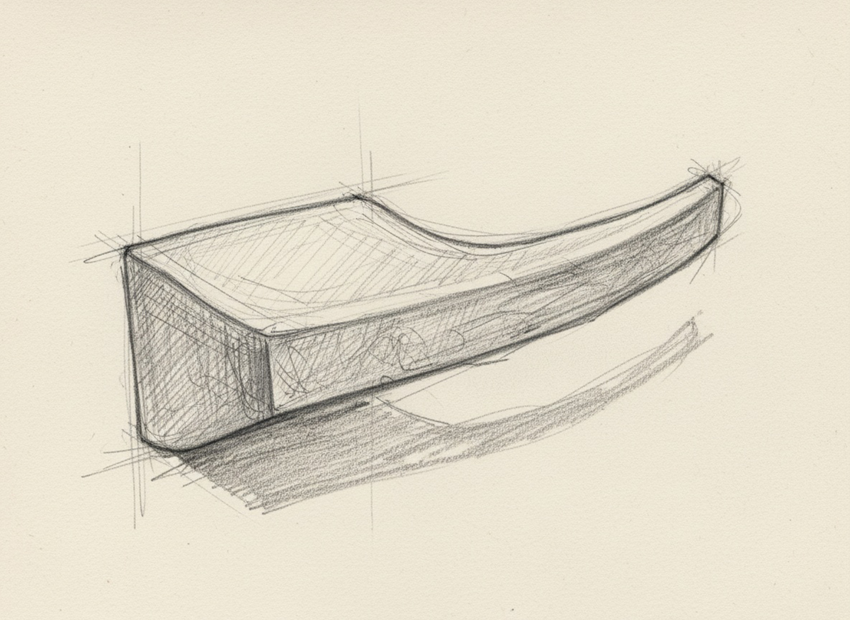 Autoklika – original sketch David Bodino Ručný návrh kľučky Autoklika od dizajnéra Davida Bodina inšpirovaný automobilmi