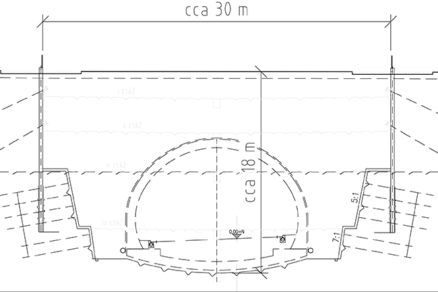Obr. 3 Priečny rez stavebnou jamou [2]