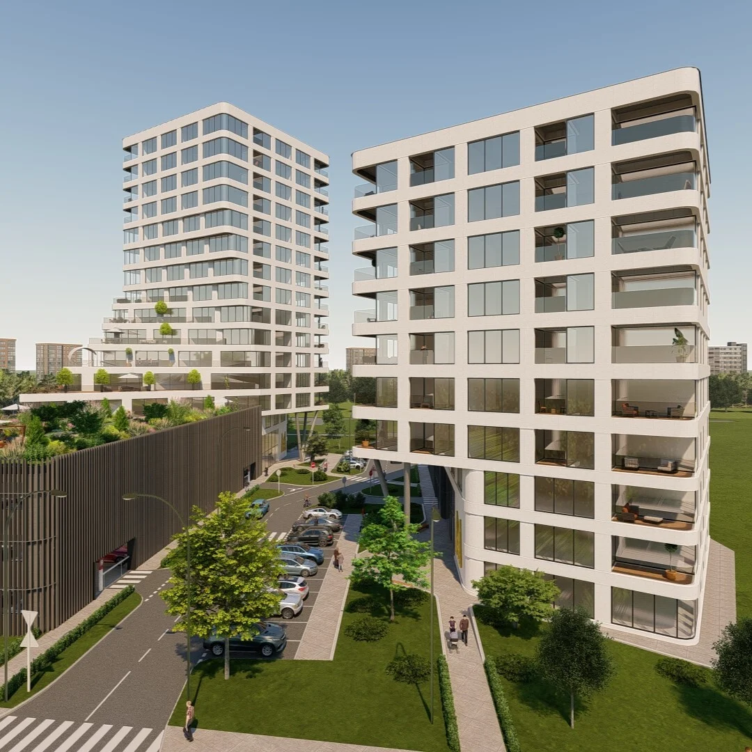 Developer vybuduje dve samostatné veže, ktoré budú vizuálne tvoriť jeden celok. 