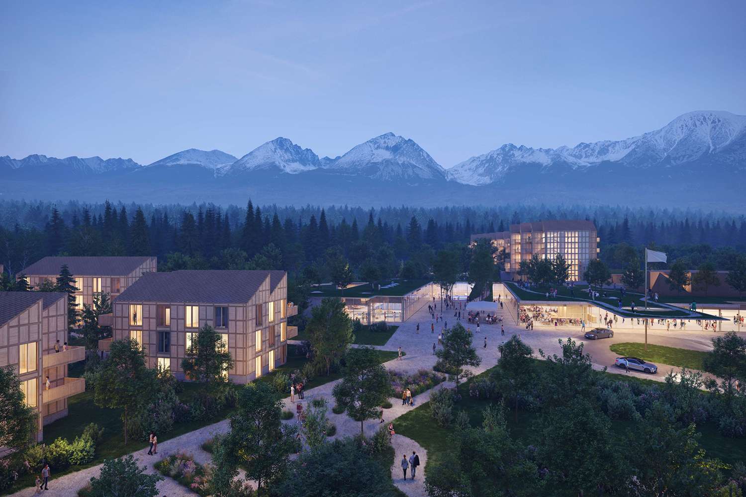 Návrh kombinuje prírodný a mestský fenomén do jedinečného mixu moderného a tradičného.