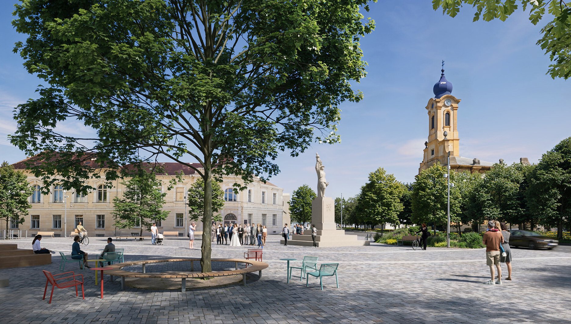 Mimoriadne silnou stránkou návrhu je práca so zeleňou.