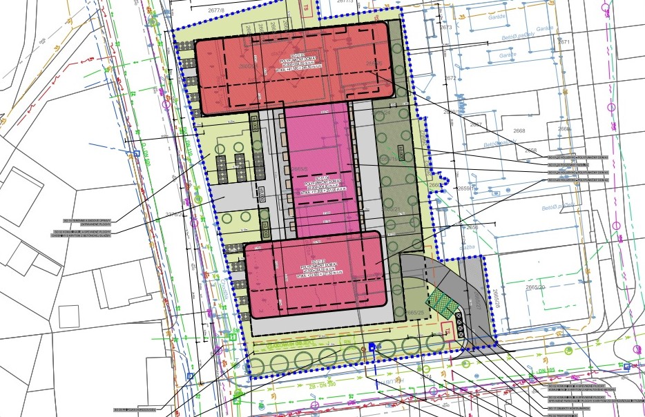Polyfunkčný súbor Holubyho v Košiciach,. koodinačnačná situácia. Polyfunkčný súbor Holubyho v Košiciach,. koodinačnačná situácia.