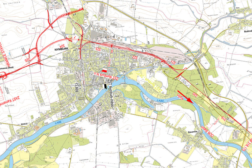 Situácia stavby ŽST Nymburk