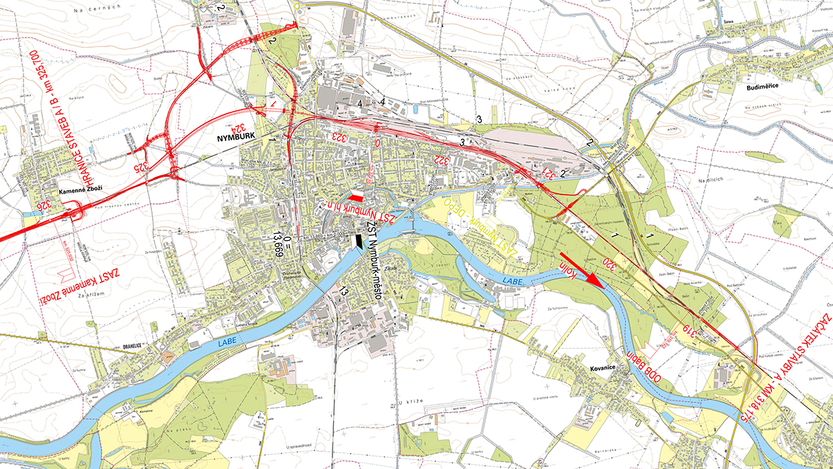 Situácia stavby ŽST Nymburk