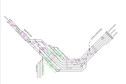 Obr. 1 Koľajová schéma ŽST Bratislava-hlavná stanica, riešenie podľa ŠR uzla BA z roku 2019