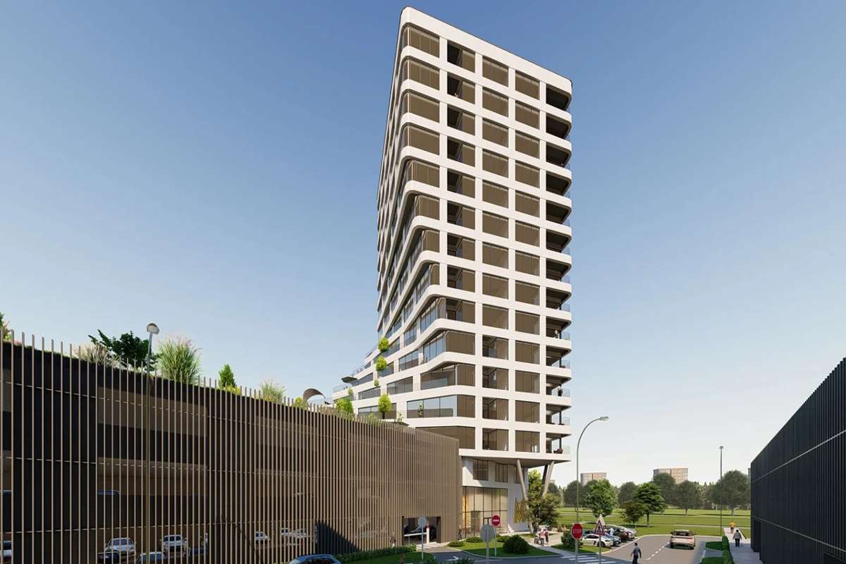 Obe rezidenčné budovy sú spojené s vlastným parkovacím domom.