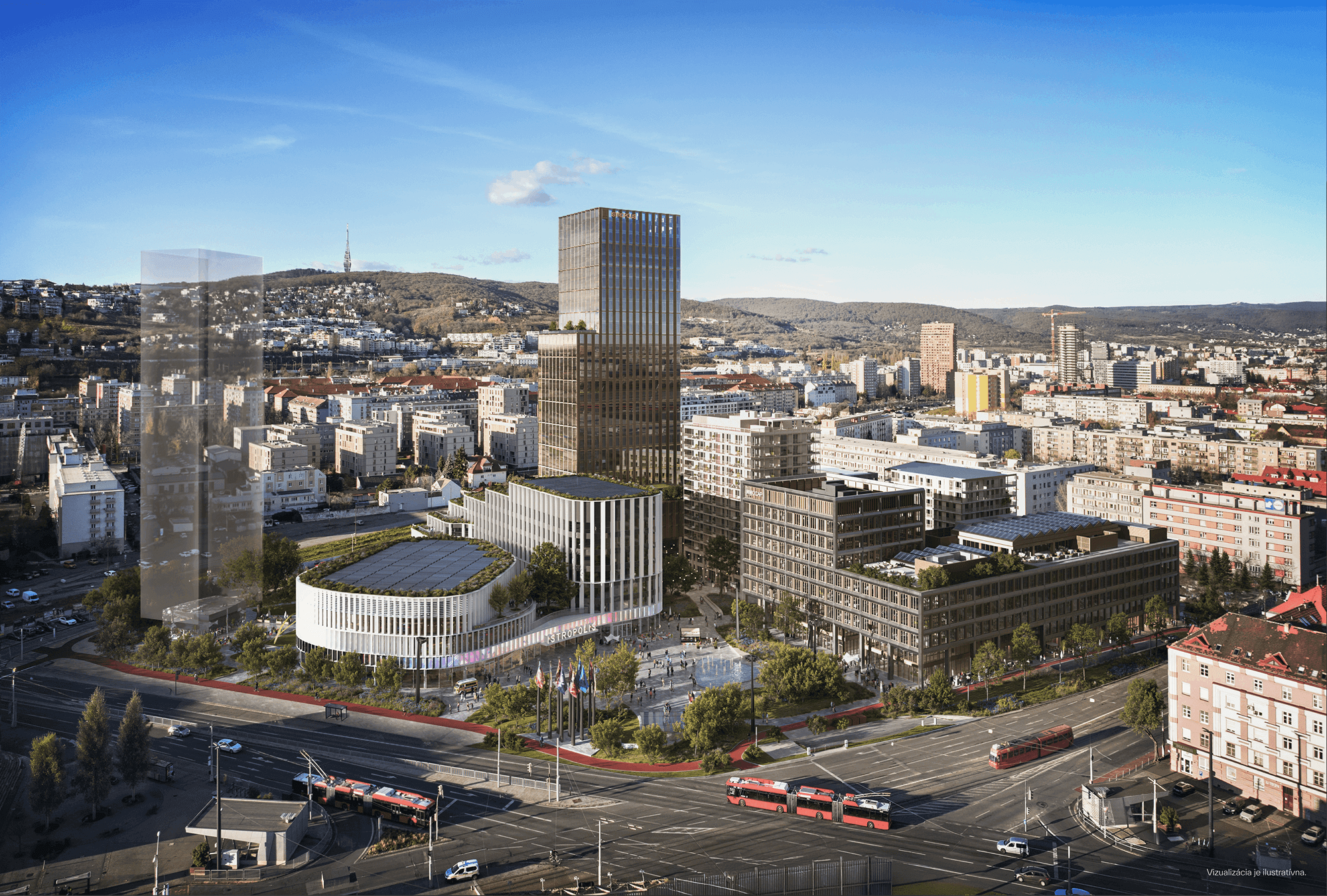 Stavebné povolenie získali tri budovy - Istropolis Atrium, Istropolis Tower a rezidenčný Blok A