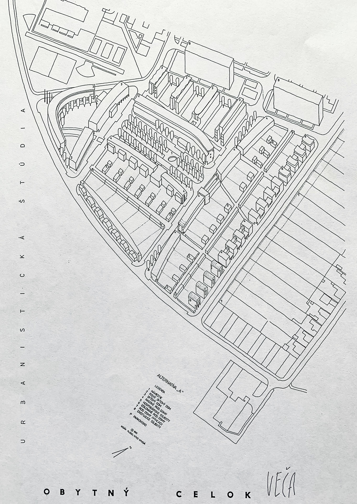 VITKO, P. - KOBÁK, K. - VITKOVÁ, Ľ.: Obytný celok Veča. Urbanistická štúdia, 1992, (2. miesto)