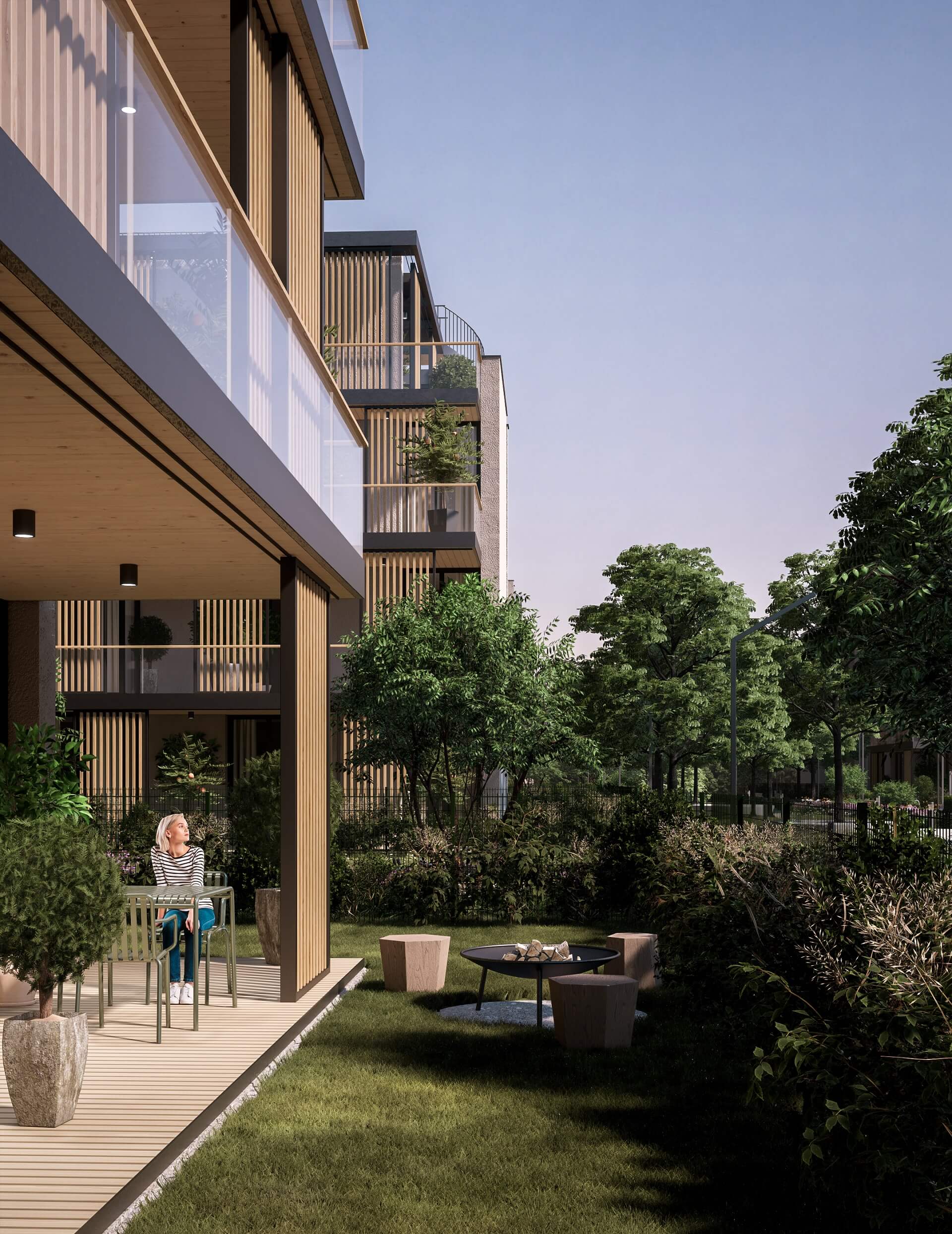 Súčasťou návrhu je aj drevený obklad na fasáde, ktorý dotvára prírodný charakter. 