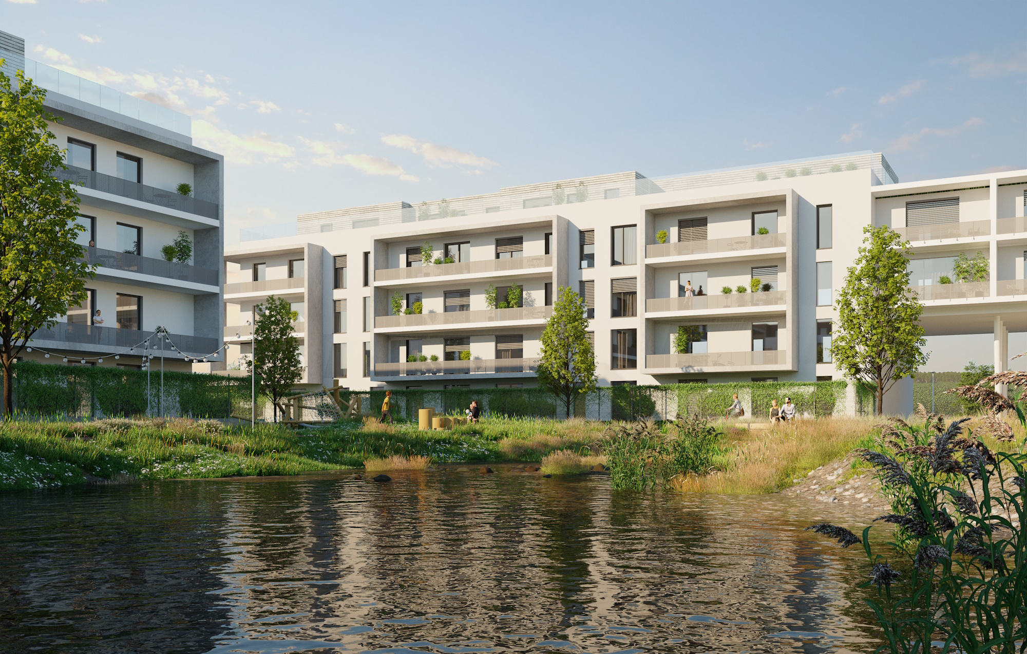 Vodná plocha cv Corvus Atrium je predbežne navrhnutá ako forma dažďovej záhrady .