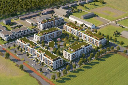 Vizualizácia štvrte Corvus Atrium v Malackách.