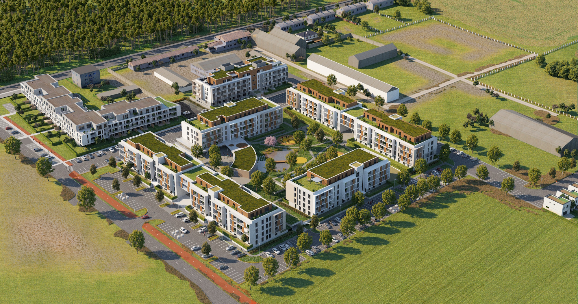 Vizualizácia štvrte Corvus Atrium v Malackách.