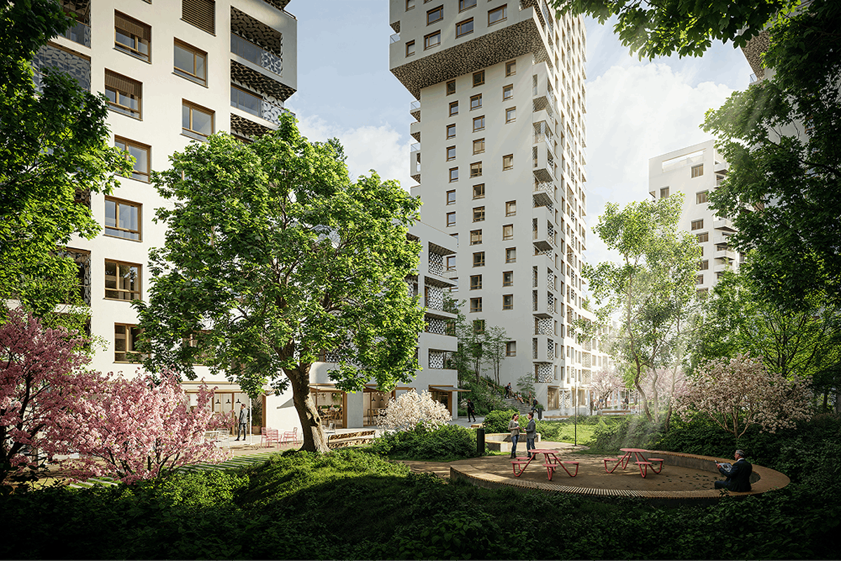 Architektonické riešenie piatej etapy tvoria tri samostatné objekty.