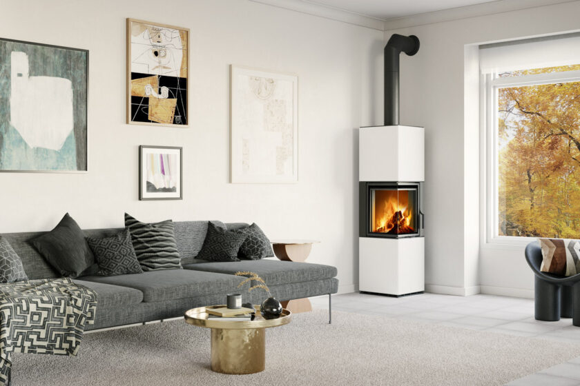 Dizajnový akumulačný krb Romotop HARMONY L HA s keramickým opláštením