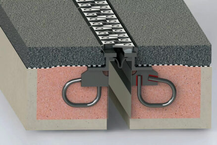 Detailný rez dilatačným mostným záverom s protihlukovým prevedením a kotviacimi prvkami