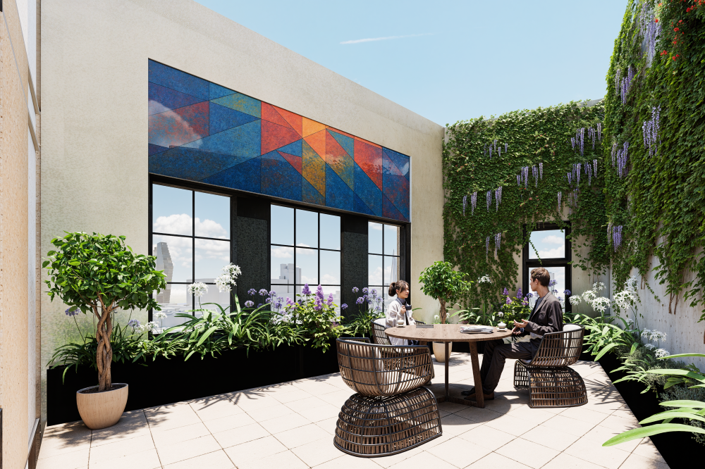 Uličný parter s budovou internátu na Leake Street v Londýne