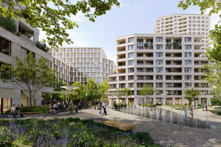 Vizualizácia pripravovaného projektu Sky Park Square s rezidennými a kancelárskymi budovami