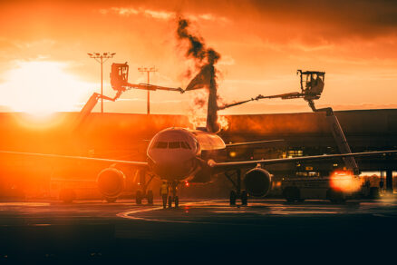 Obr. 7 Odmrazovanie lietadiel na letisku v Prahe