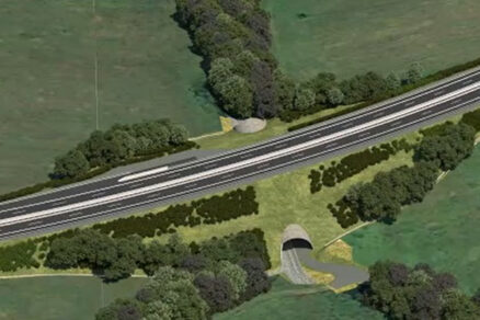 Obr. 2 Vizualizácia SO 212-00 Most na R4 v km 13,50 nad bezmenným potokom a poľnou cestou – pohľad zvrchu