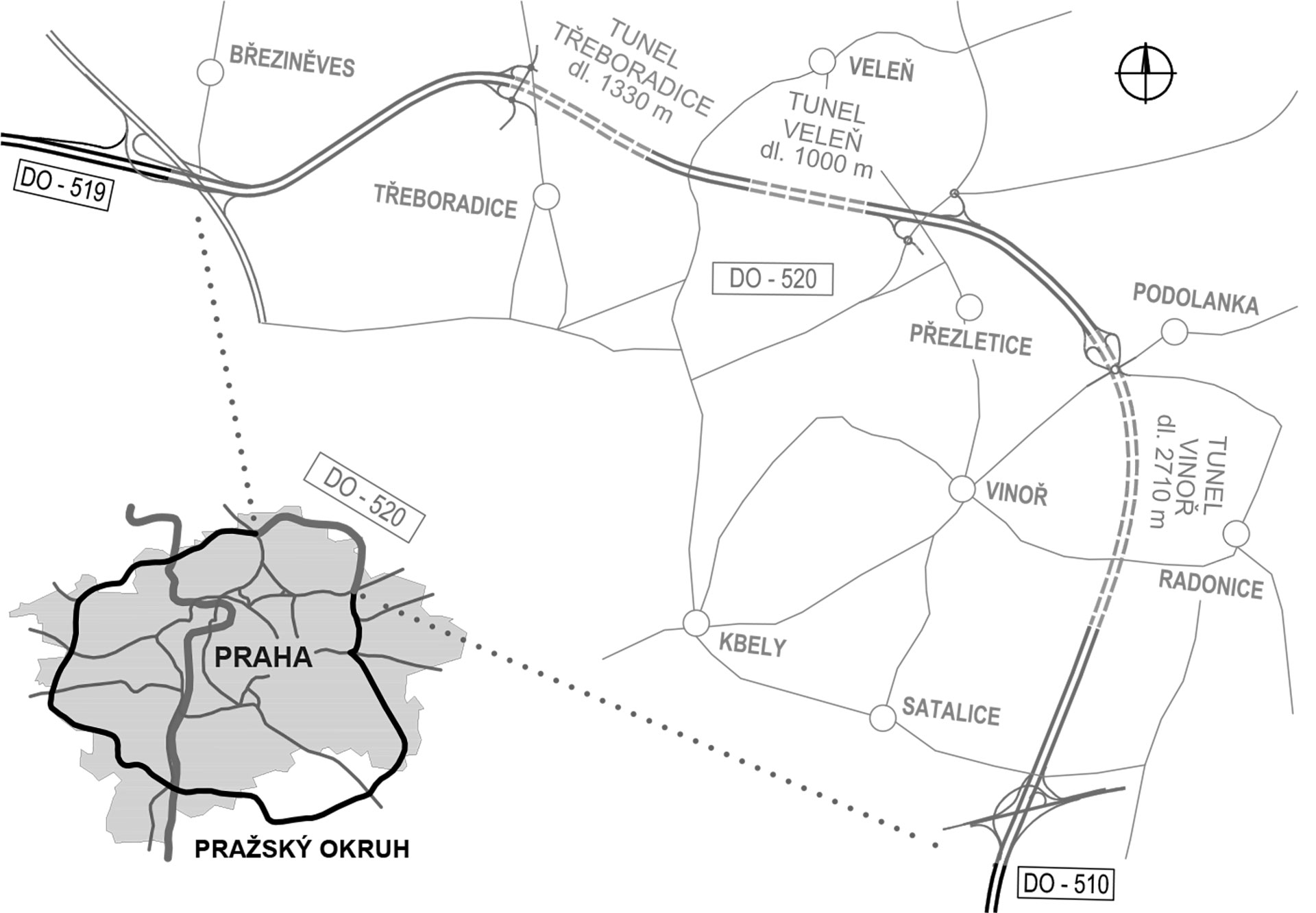 Obr. 1 Situovanie D0 520 Březiněves – Satalice