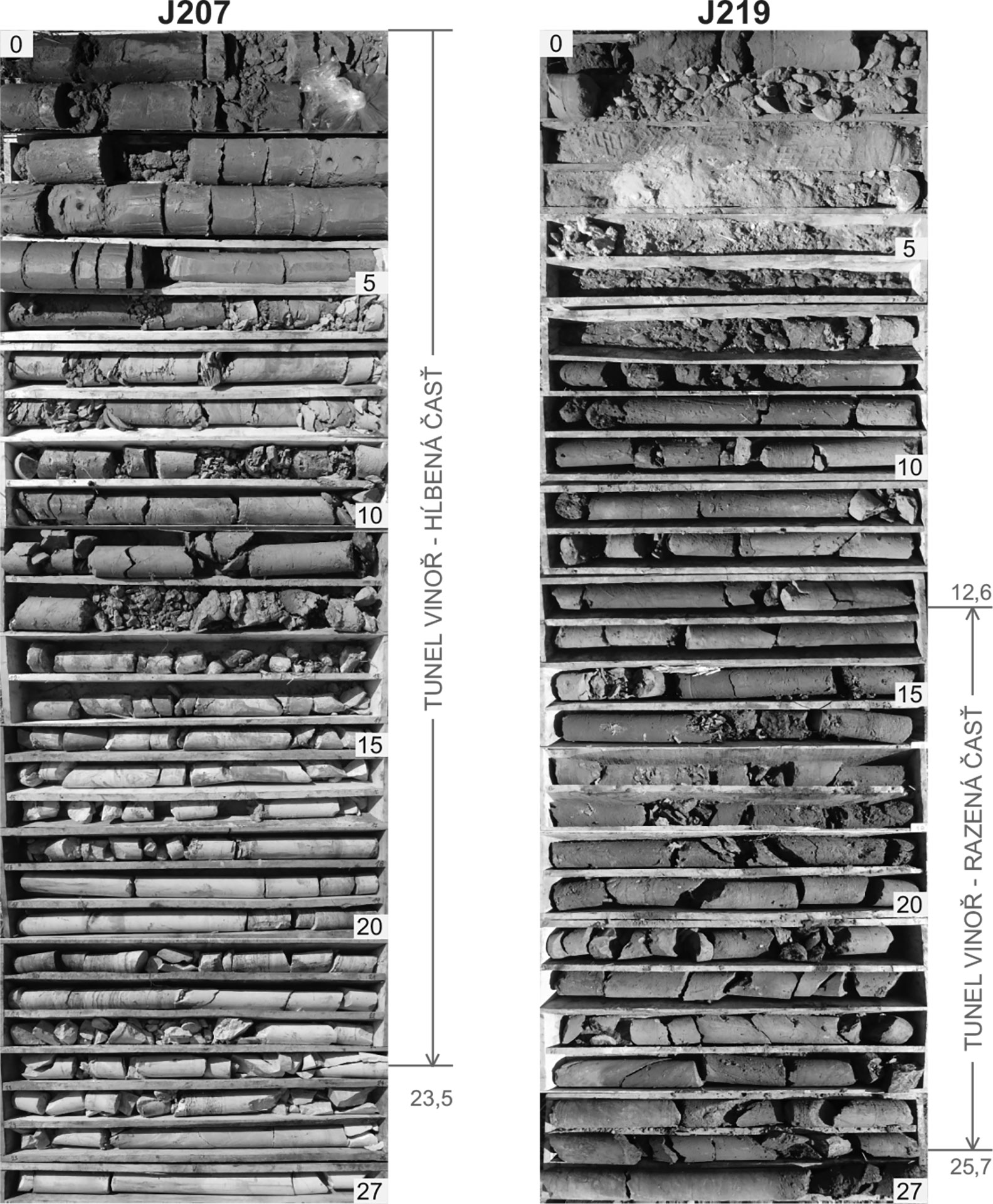 Obr. 5 Ukážky jadrových vrtov