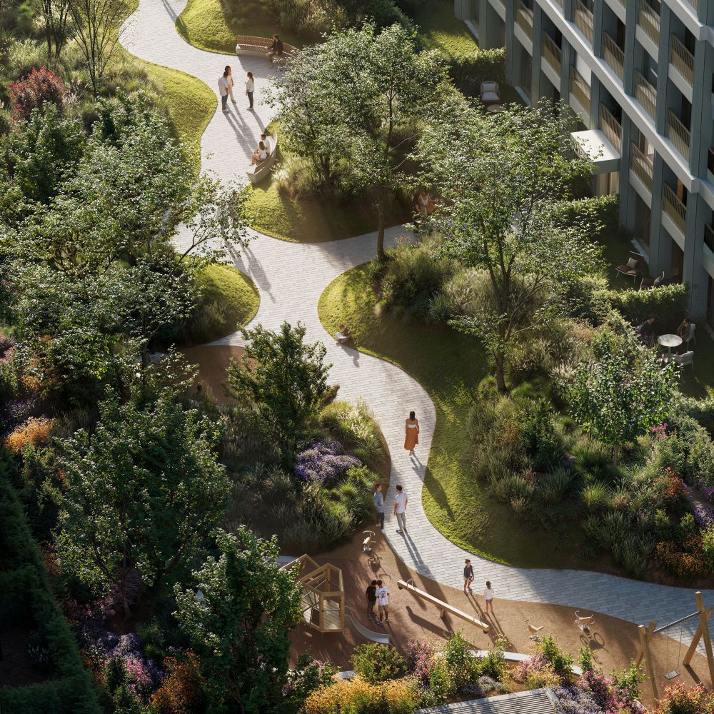 Zelený priestor v mikroštvrti Florian Resindece v Bratislave