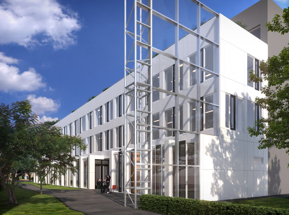 Plánovaná prístavba  sa bude pravidelným rastrom okenných otvorov v rôznych šírkových dimenziách.