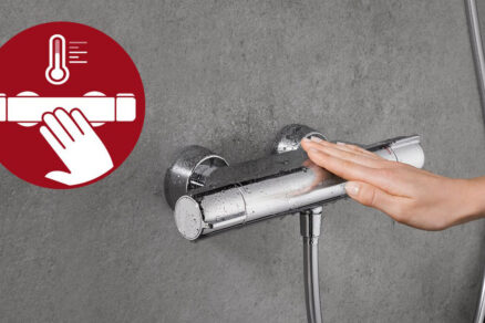 Sprchová batéria s vizuálnym označením funkcie proti opařeniu