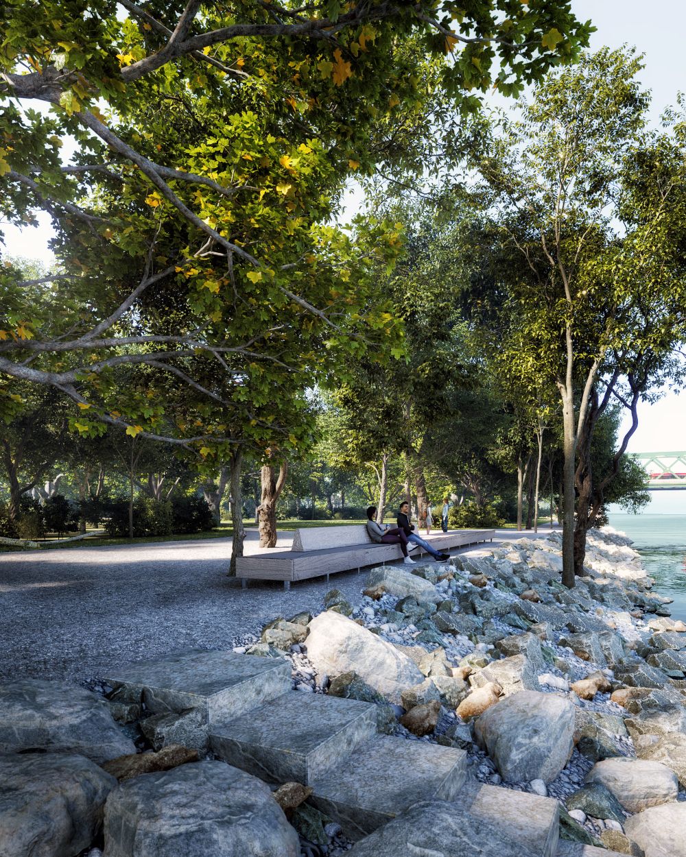 Úprava brehu Dunaja v prírodnej časti lesoparku. Úprava brehu Dunaja v prírodnej časti lesoparku.