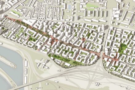 Axonometria územia Mestskej urbanistickej štúdie Mlynské nivy