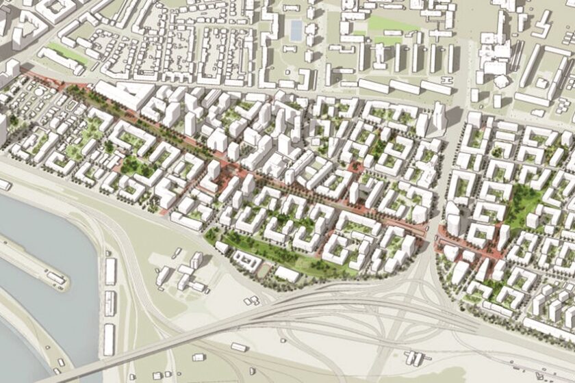 Axonometria územia Mestskej urbanistickej štúdie Mlynské nivy