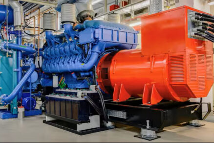 Priemyselná kogeneračná jednotka s generátorom a technológiou odvodu spalín v strojovni