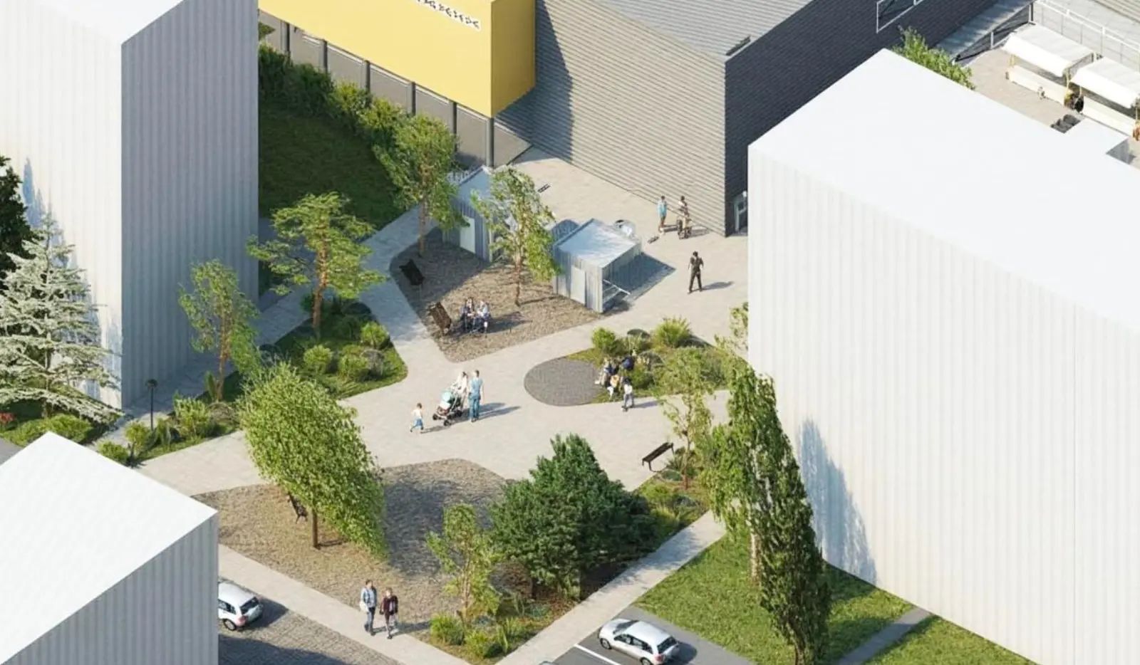 Koncepcia sa prirodzene rozšírila z dopravného riešenia na kombináciu verejného priestoru, zelene a rodinných funkcií. 