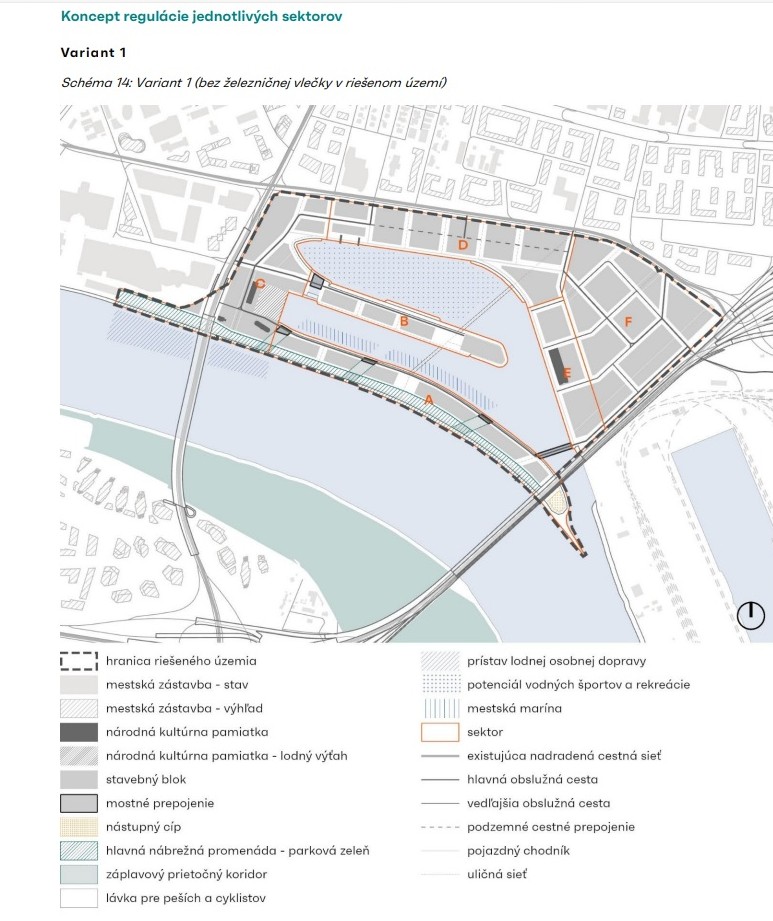 Sektory v Zimnom prístave v Bratislave - Variant č. 1 Sektory v Zimnom prístave v Bratislave - Variant č. 1
