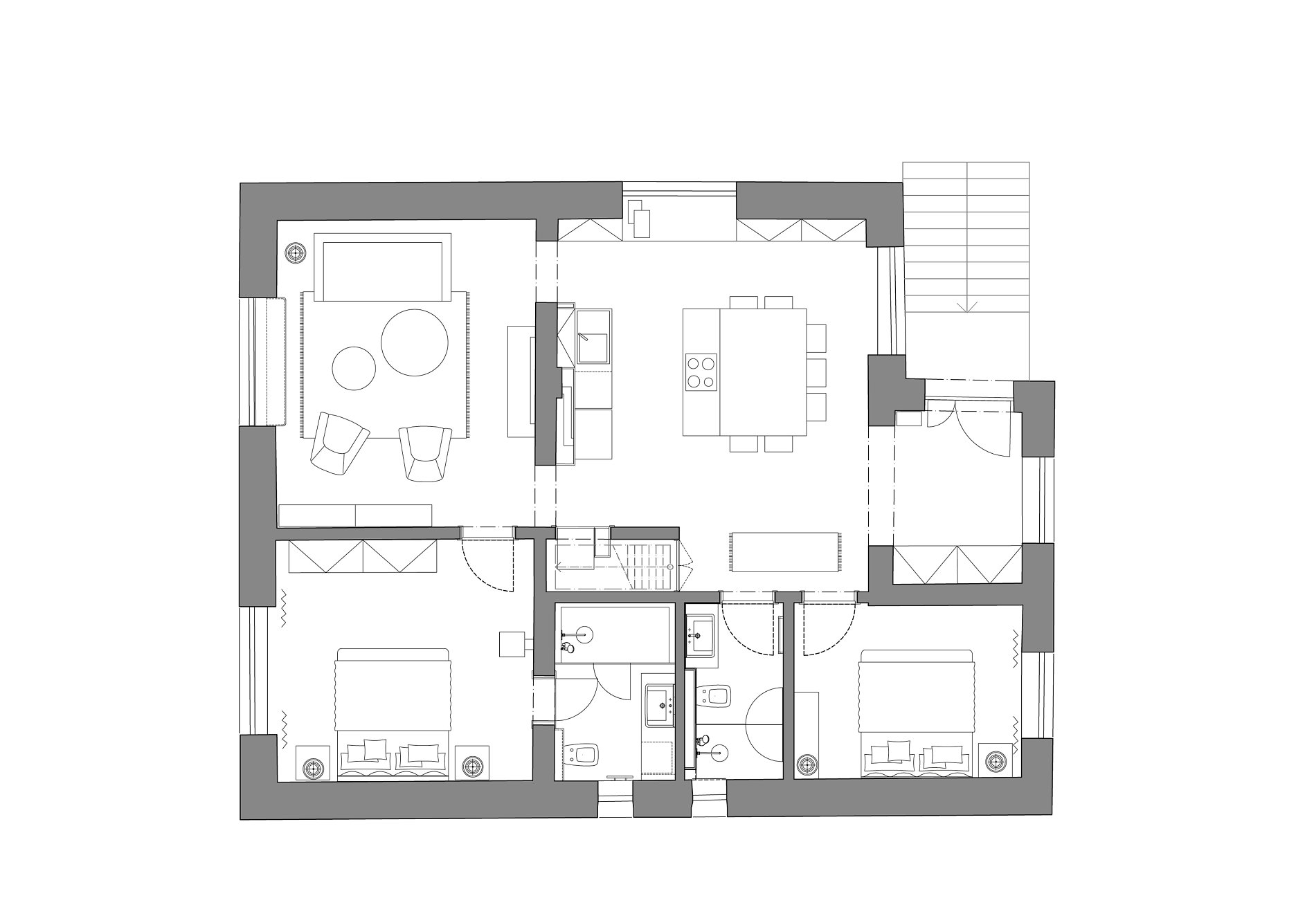 Rekonštrukcia domu Štvorec, Vojka nad Dunajom - nový pôdorys