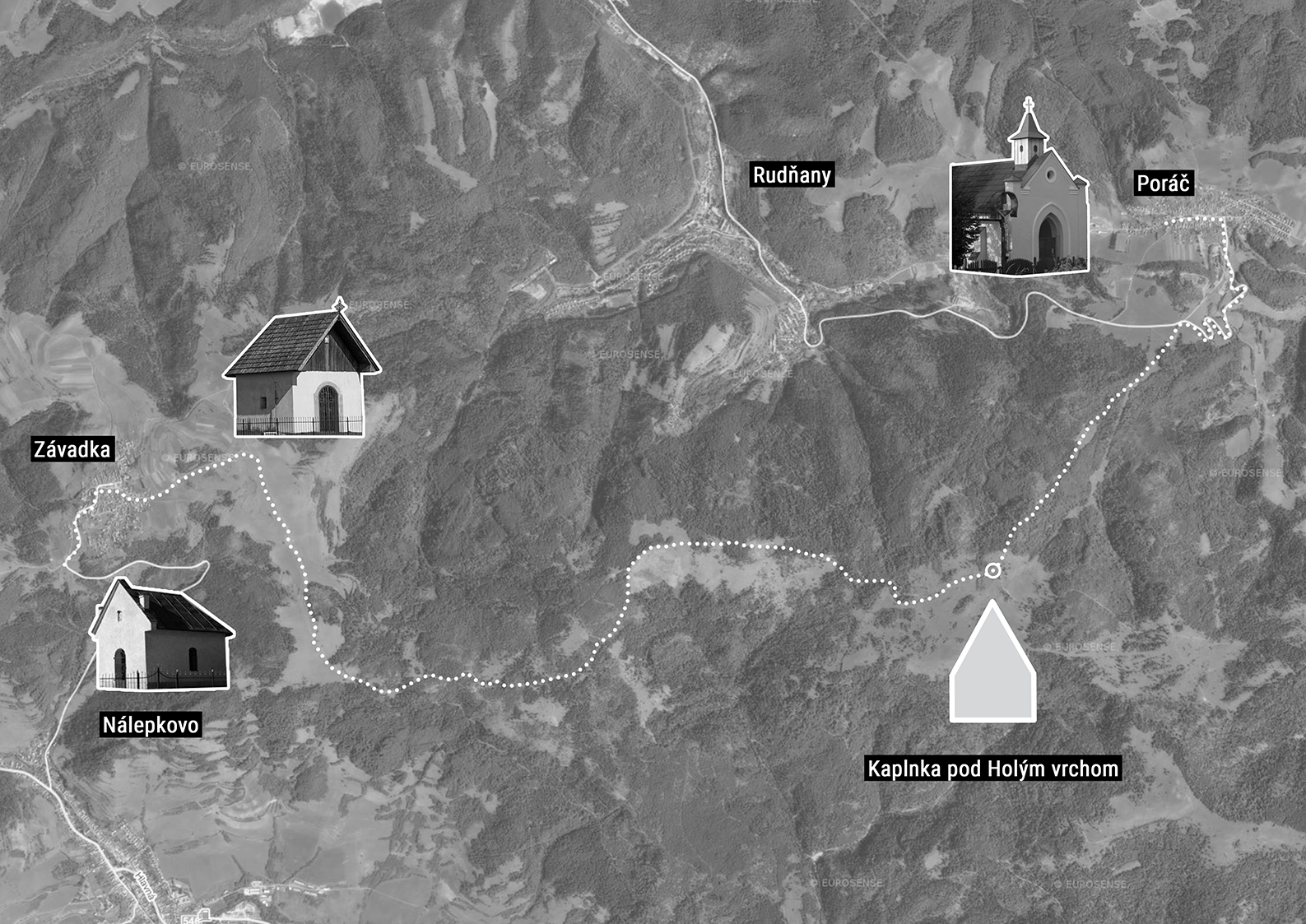 Kaplnka s funkciou turistickej útulne stojí na rozhraní obcí Poráč a Závadka.