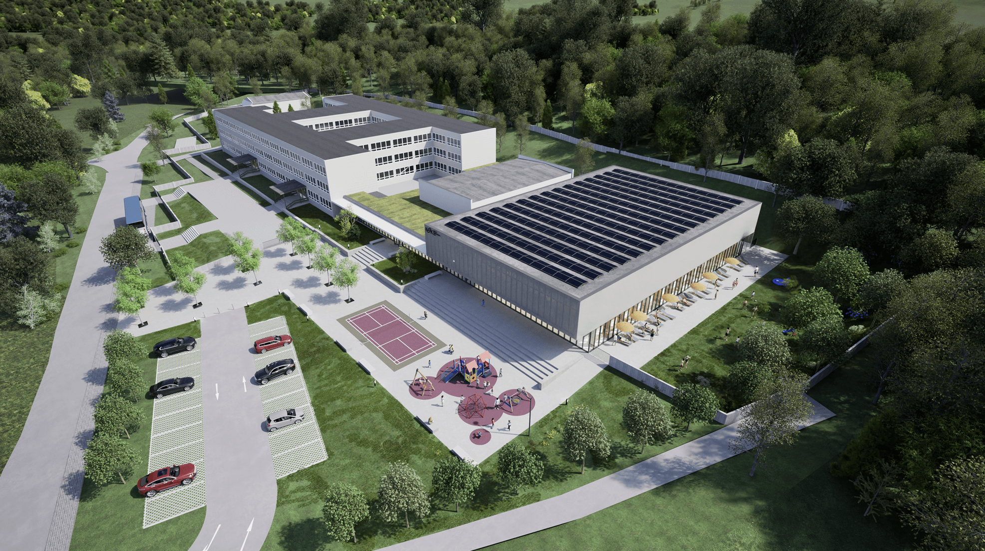 Dostavba nadviaže na existujúci objekt telocvične.