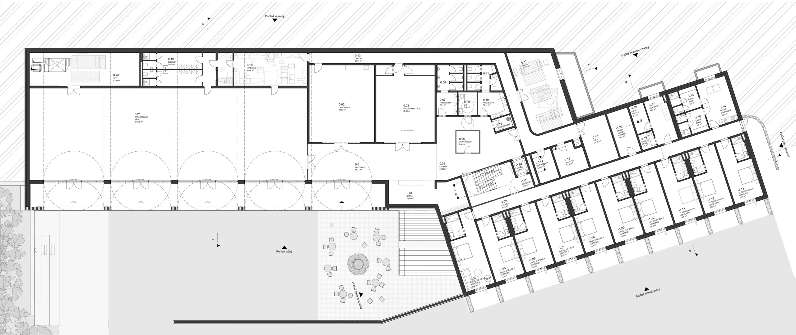 Vinárstvo Zobor, pôdorys 1.PP 